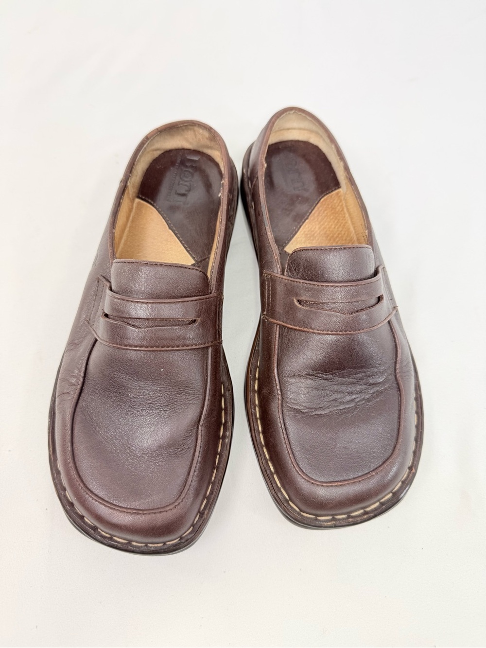Born Dark Brown Leather Penny Loafer Mules